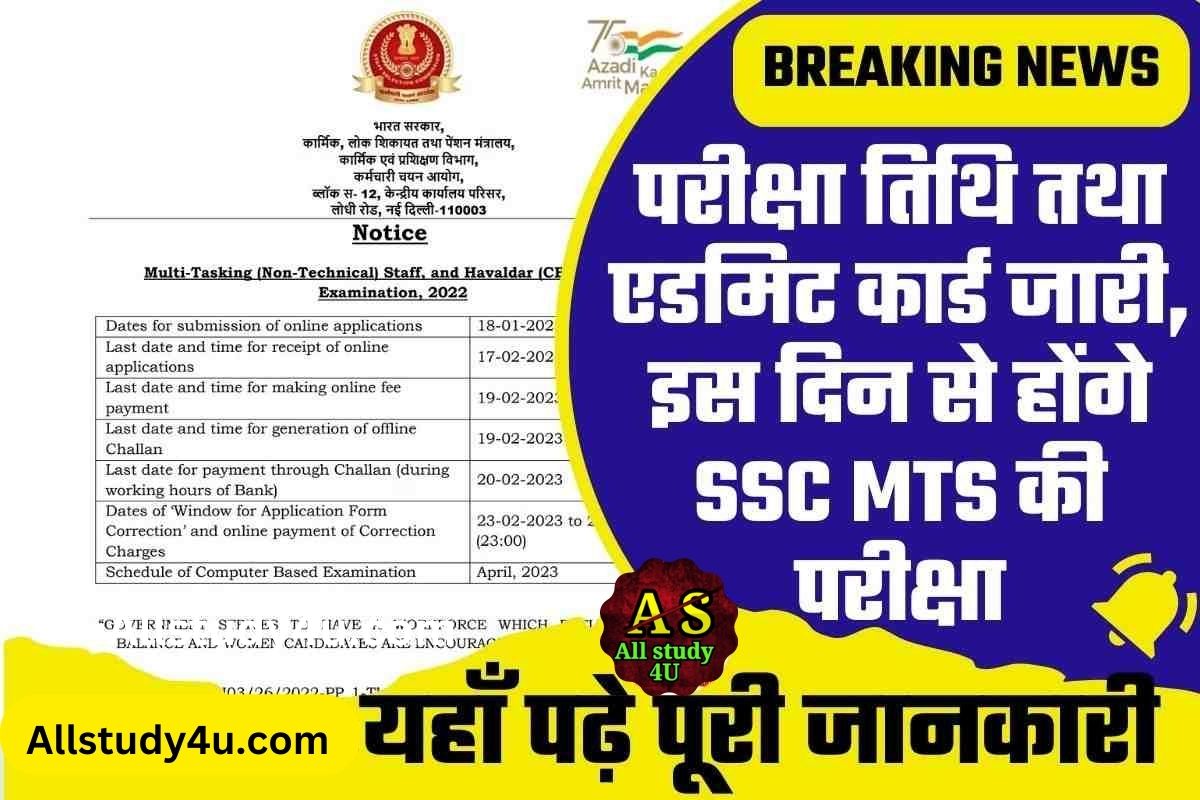 SSC MTS Exam Date 2023 